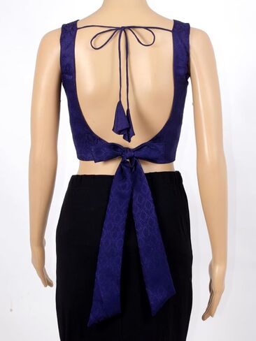 Chandrakala Sleeveless Blouses for Women Sarees,V Neck Backless Readymade Crop top Choli(B218-P) in Kuwait