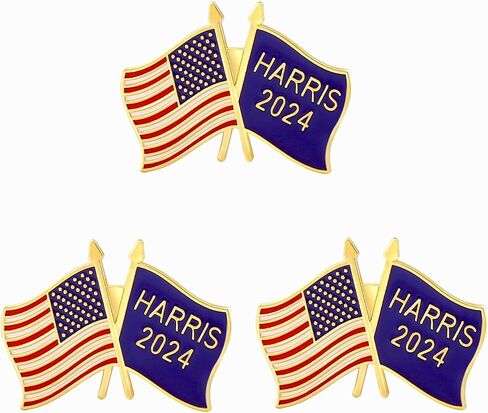 Harris 2024 Pin Badge Brooch Kamala Harris and USA Flag 2 in 1 Design for President in Kuwait