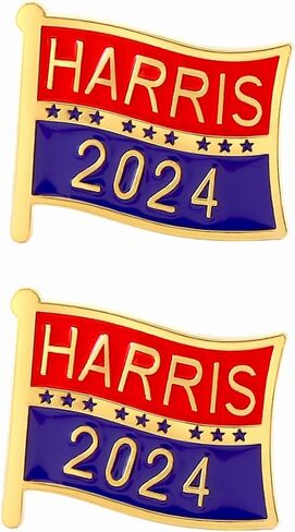 Harris 2024 Pin Badge Brooch Kamala Harris and USA Flag 2 in 1 Design for President in Kuwait
