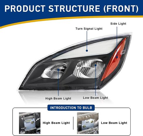 Freightliner Headlights for Cascadia Freightliner Cascadia 2018-2024,Replacement Headlamp DOT and SAE Approved (Black, Left) in Saudi Arabia