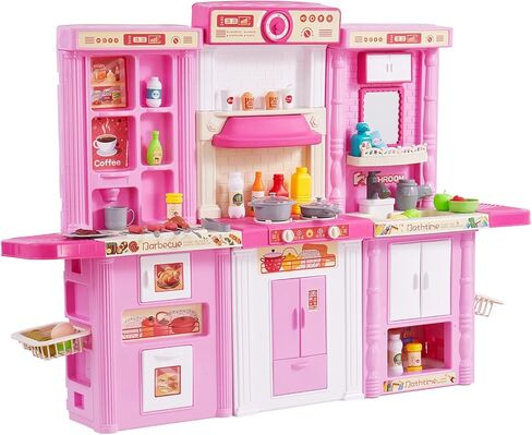 مجموعة ألعاب مطبخ VEVOR Kids، مطبخ للأطفال الصغار مع موقد للطهي بالبخار والأصوات والأضواء، مجموعة مطبخ للعب مع 48 قطعة من ملحقات الطبخ للأطفال الصغار ومرحلة ما قبل المدرسة والأطفال من سن 3 إلى 5 سنوات، وردي in Kuwait