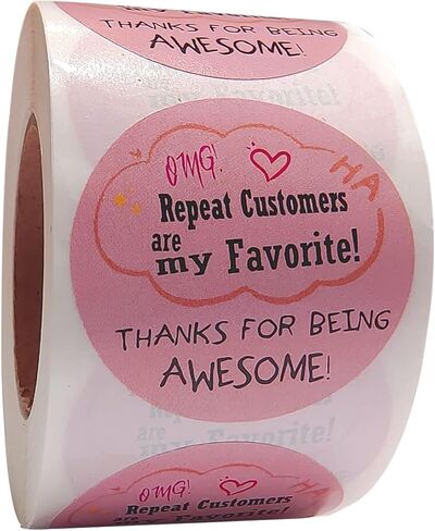 Repeat Customers are My Favorite Stickers Labels, 1.5'' Thank You Being Awesome Stickers for Small Business,Handmade Goods,Online Retailers,Envelopes Sealing.(500Pcs Per Roll), YOUOK220317002 in Kuwait