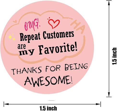 Repeat Customers are My Favorite Stickers Labels, 1.5'' Thank You Being Awesome Stickers for Small Business,Handmade Goods,Online Retailers,Envelopes Sealing.(500Pcs Per Roll), YOUOK220317002 in Kuwait