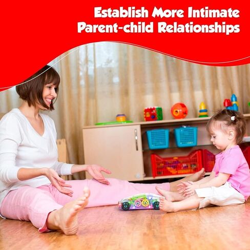 لعبة سيارة مضيئة - سيارة شفافة مع موسيقى وأضواء LED - سيارة تروس متحركة بجهاز تحكم عن بعد - لعبة طفل صغير مقاس 8 بوصة - لعبة حسية للأولاد - لعبة سيارة للأطفال من Bump and Go لعبة ممتعة كهدية عيد ميلاد in Kuwait