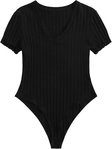 OYOANGLE Women's Plus Size Basic Short Sleeve Bodysuit Square Neck T Shirts Bodysuit in Saudi Arabia