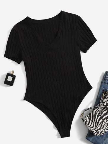 OYOANGLE Women's Plus Size Basic Short Sleeve Bodysuit Square Neck T Shirts Bodysuit in Saudi Arabia