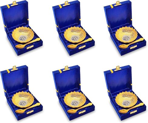 NOBILITY Silver Plated Bowl Spoon Set Light Weight with Blue Box Wedding Return Gifts Dessert Dry Fruits Serving Diwali Christmas Eid Friends Family Home Decoration Corporate Gift Items in Saudi Arabia