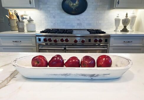 Loblolly Dough Bowls for Decor/Large Oval Wooden Bowl / L22 x W8 x 3H inch/Handcrafted Reproduction/Decorative Rustic Farmhouse/Table Centerpiece/Candle Holder/Food Safe (DIstressed Ivory) in Saudi Arabia