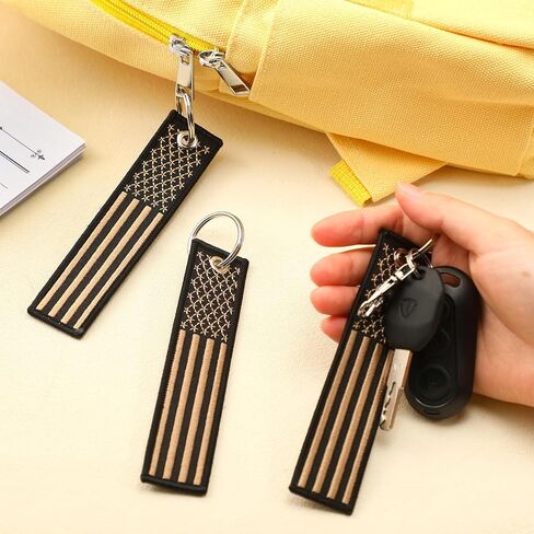 Quelay 3 Pcs American Flag Keychain Tag with Key Ring Nylon Patriotic Key Tag for Attachment to Keys Bags Luggage Motorcycles Scooters Cars Gifts in Saudi Arabia