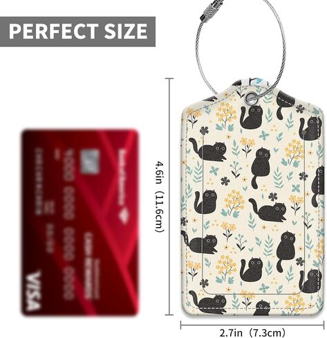 2 Pack Luggage Tag for Suitcase Leather Travel Cruise Luggage Tag with Stainless Steel Loop Name ID Label Privacy Cover for Adults Teens Travel Bag Labels Set(Cute Cat) in Saudi Arabia