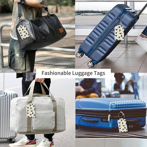 2 Pack Luggage Tag for Suitcase Leather Travel Cruise Luggage Tag with Stainless Steel Loop Name ID Label Privacy Cover for Adults Teens Travel Bag Labels Set(Cute Cat) in Saudi Arabia
