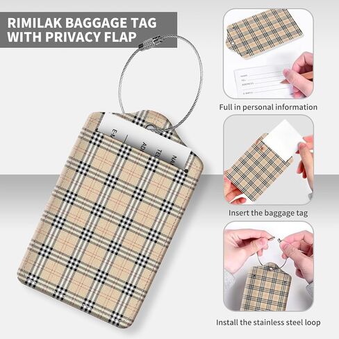 2 Pack Luggage Tag for Suitcase Leather Travel Cruise Luggage Tag with Stainless Steel Loop Name ID Label Privacy Cover for Adults Teens Travel Bag Labels Set(Cute Cat) in Saudi Arabia