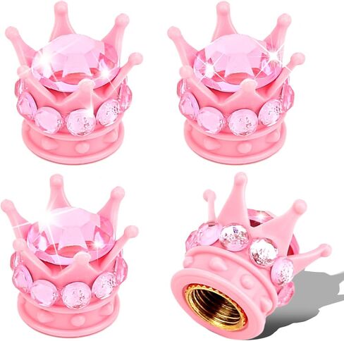 ANBUY 4 قطع من أغطية صمامات إطارات التاج الوردي لمعظم السيارات والشاحنات وسيارات الدفع الرباعي والدراجات النارية والدراجات، وأغطية صمامات ماسية، وأغطية جذعية مقاومة للتآكل عالمية، ومجوهرات إطارات عجلات السيارة، وإكسسوارات السيارة in Kuwait