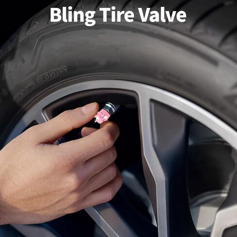 ANBUY 4 قطع من أغطية صمامات إطارات التاج الوردي لمعظم السيارات والشاحنات وسيارات الدفع الرباعي والدراجات النارية والدراجات، وأغطية صمامات ماسية، وأغطية جذعية مقاومة للتآكل عالمية، ومجوهرات إطارات عجلات السيارة، وإكسسوارات السيارة in Kuwait