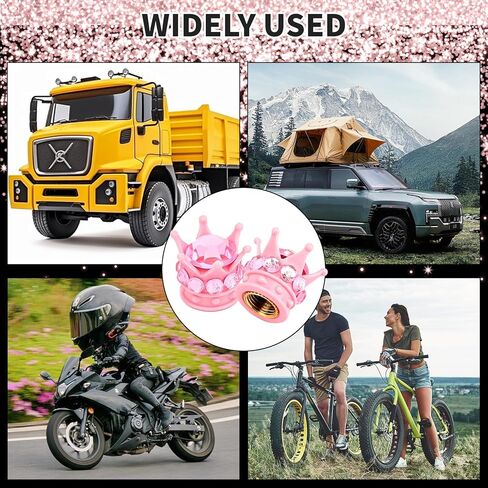 ANBUY 4 قطع من أغطية صمامات إطارات التاج الوردي لمعظم السيارات والشاحنات وسيارات الدفع الرباعي والدراجات النارية والدراجات، وأغطية صمامات ماسية، وأغطية جذعية مقاومة للتآكل عالمية، ومجوهرات إطارات عجلات السيارة، وإكسسوارات السيارة in Kuwait