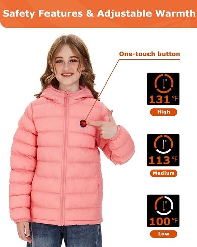 Venustas Kids Heated Jacket with Battery Pack, Boys Girls Lightweight Electric Heated Coat in Kuwait