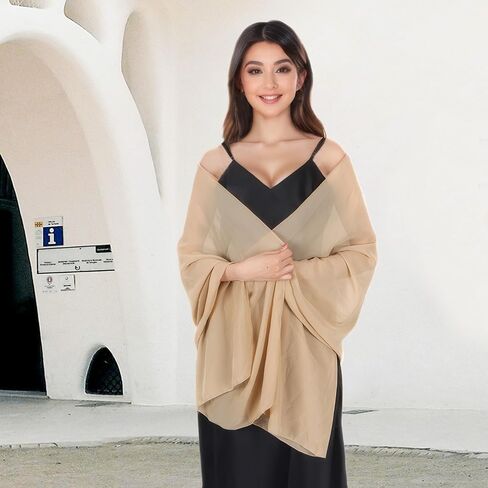 MUQU Shawls and Wraps for Evening Dresses - Sheer Chiffon Shawl Wedding Evening Scarf for Women in Saudi Arabia