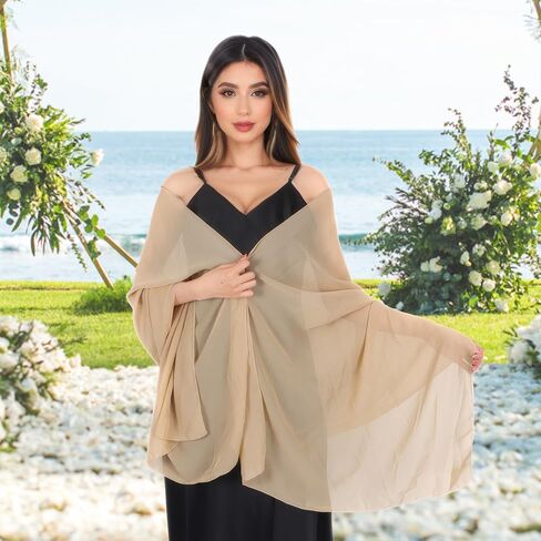 MUQU Shawls and Wraps for Evening Dresses - Sheer Chiffon Shawl Wedding Evening Scarf for Women in Saudi Arabia
