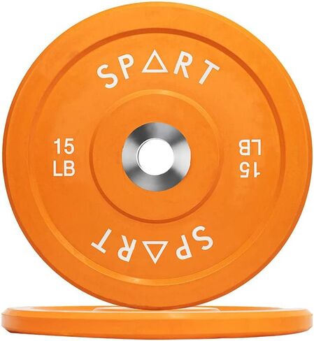 Color Coded Olympic 2-Inch Rubber Bumper Plate Weight Plate with Stainless Steel Insert Hub for Strength Training, Weightlifting and Crossfit, 10LB/15LB/25LB/35LB/45LB/55LB, Single and Pair in Kuwait
