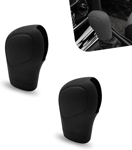 2 PCS Car Gear Shift Knob Cover, Universal Elastic Silicone Handbrake Cover Protector, Anti-Slip Automatic Shift Protect Accessories, for Most Cars Interior Accessories (Black) in Saudi Arabia