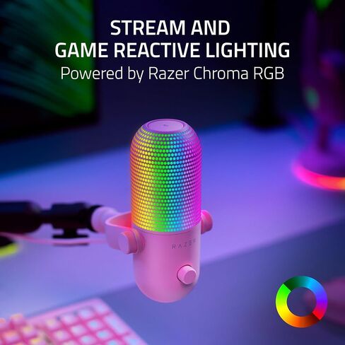 Razer Seiren V3 Chroma RGB USB Microphone: Stream & Game Reactive Lighting - Tap-to-Mute Sensor - Condenser Mic - Digital Gain Limiter & Shock Absorber - PC, Discord, OBS Studio, XSplit - Black in Saudi Arabia