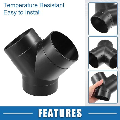 Y Piece Duct Air Ducting Connector Straight Air Heater Duct Joiner Connector Pipe 2.95'' 75mm OD Black (Set of 2) in Saudi Arabia
