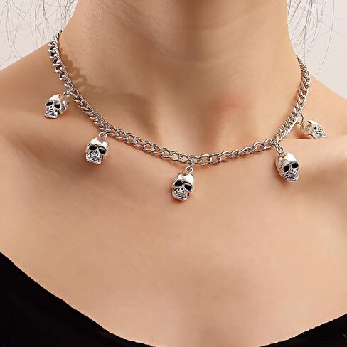 MIFYNN Gothic Skull Choker Necklace for Women Skull Skeleton Pendant Necklace Punk Skeleton Necklace Goth Halloween Jewelry Gifts for Women in Kuwait
