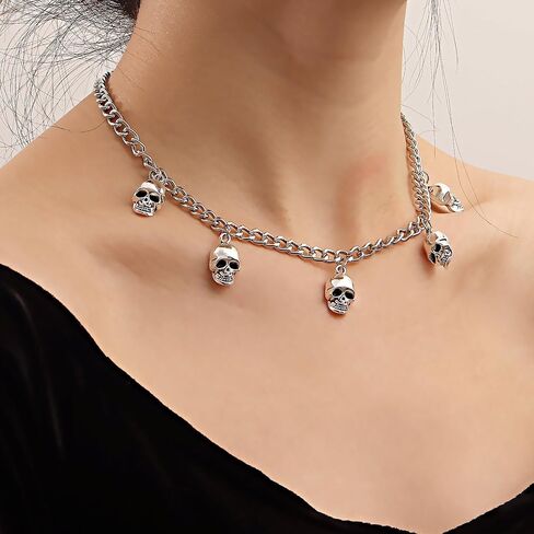 MIFYNN Gothic Skull Choker Necklace for Women Skull Skeleton Pendant Necklace Punk Skeleton Necklace Goth Halloween Jewelry Gifts for Women in Kuwait