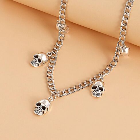 MIFYNN Gothic Skull Choker Necklace for Women Skull Skeleton Pendant Necklace Punk Skeleton Necklace Goth Halloween Jewelry Gifts for Women in Kuwait
