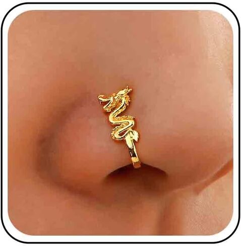 Vintage Dragon Nose Ring Metal Dragon Nose Cuff Ancient Dragon Copper African Nose Ring Fake Non Pierced Nose Ring Jewelry for Women in Kuwait