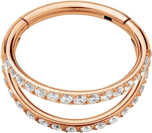 365 SLEEPERS Titanium Implant Grade 16G 8mm -12mm Double Gem Hinged Segment Ring Helix Tragus Septum Clicker Nose Lip Hoop Earring Body Piercing Jewelry in Kuwait