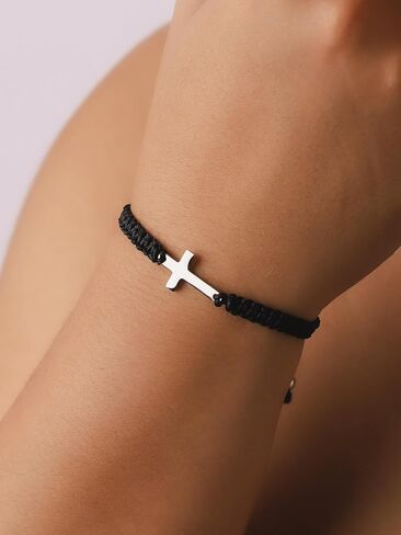 Sacina Y2k Aesthetic Black Cross Bracelet Strand, Cross Bracelet for Women, Christian Bracelet, BFF Bracelet, Grunge Bracelet, Christmas Jewelry Gift for Women in Saudi Arabia