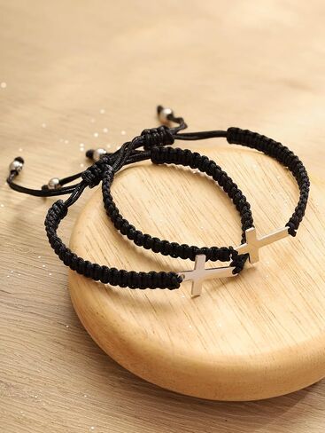 Sacina Y2k Aesthetic Black Cross Bracelet Strand, Cross Bracelet for Women, Christian Bracelet, BFF Bracelet, Grunge Bracelet, Christmas Jewelry Gift for Women in Saudi Arabia