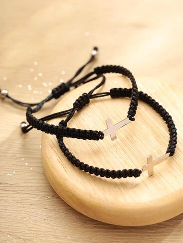 Sacina Y2k Aesthetic Black Cross Bracelet Strand, Cross Bracelet for Women, Christian Bracelet, BFF Bracelet, Grunge Bracelet, Christmas Jewelry Gift for Women in Saudi Arabia