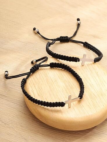 Sacina Y2k Aesthetic Black Cross Bracelet Strand, Cross Bracelet for Women, Christian Bracelet, BFF Bracelet, Grunge Bracelet, Christmas Jewelry Gift for Women in Saudi Arabia