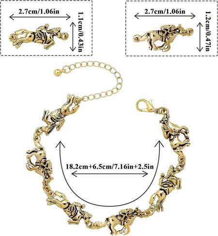 RechicGu Vintage Horse Racing Charms Cuff Bracelet Bangle Funny Derby Race Horse Jewelry for Women,Gift for Western Cowboy Cowgirl Equestrian Horse Racing Fan in Saudi Arabia