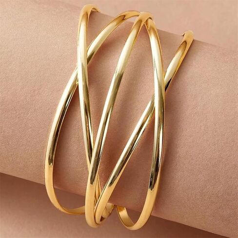 YBMYCM Chunky Gold Cuff Bracelet for Women Gold Line Web Wrist Cuff Bangle Bracelet Fashion Costume Jewelry in Saudi Arabia