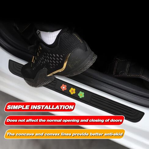 Universal Car Door Sill Protector Plate Cover, Entry Step Trim Panel, Front/Rear Door Sill Decoration Entry Guard Door Sill Scuff Plate Stickers Fit for Cars, SUVs - 4Pcs (Sports) in Saudi Arabia