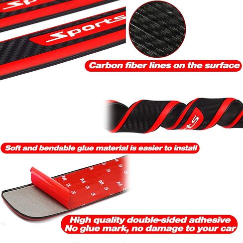 Universal Car Door Sill Protector Plate Cover, Entry Step Trim Panel, Front/Rear Door Sill Decoration Entry Guard Door Sill Scuff Plate Stickers Fit for Cars, SUVs - 4Pcs (Sports) in Saudi Arabia