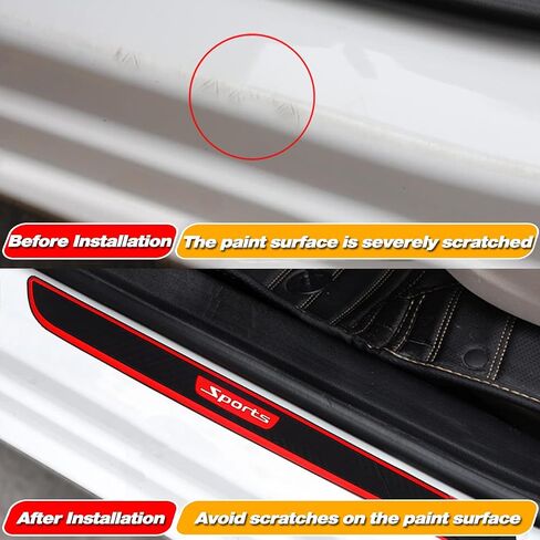 Universal Car Door Sill Protector Plate Cover, Entry Step Trim Panel, Front/Rear Door Sill Decoration Entry Guard Door Sill Scuff Plate Stickers Fit for Cars, SUVs - 4Pcs (Sports) in Saudi Arabia