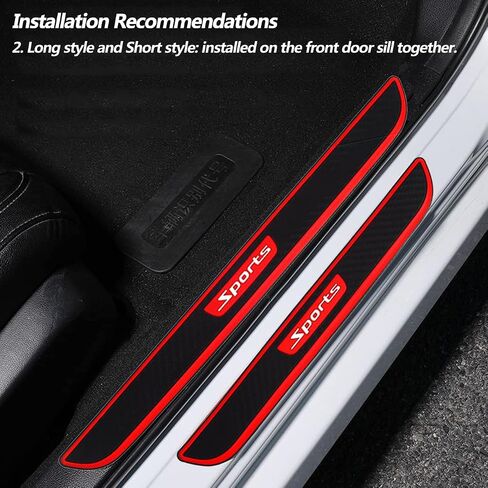 Universal Car Door Sill Protector Plate Cover, Entry Step Trim Panel, Front/Rear Door Sill Decoration Entry Guard Door Sill Scuff Plate Stickers Fit for Cars, SUVs - 4Pcs (Sports) in Saudi Arabia