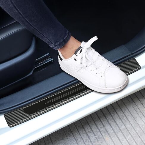 Outer Door Sill Protector Cover for 2014-2018 Toyota Corolla Accessories Interior Door Entry Guard Plate Decoration for Toyota Corolla Black 2014-2018 in Saudi Arabia