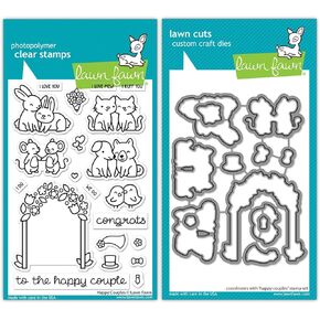 Lawn Fawn Happy Couples - الطوابع والقوالب - حزمة مكونة من عنصرين، متوسطة