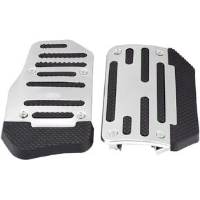 KIMISS Universal Car Brake Pedal & Gas Pedal Covers, Aluminum Alloy Non-slip Pads for Auto Brake Pedal & Accelerator Pedal, Fit AT Automatic Vehicle Modification(Silver)