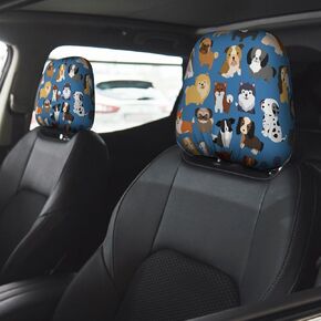 Cat Pattern Universal Car Headrest Cover Soft Car Seat Head Rest Cover Accessories Protector Fabric Head Rest Coverings for SUV Cars Truck Auto - Set of 2
