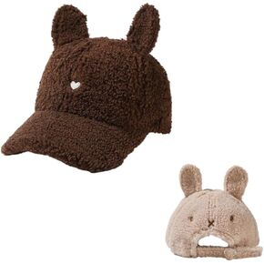 Cute Hat for Women Winter Wool Cat Rabbit Ears Soft Beanie Slouchy Baseball Cap Vintage Casual Sports