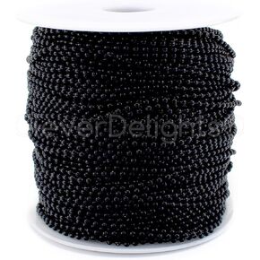 CleverDelights 2.4mm (3/32") Ball Chain - Dark Black Color - 30 Feet