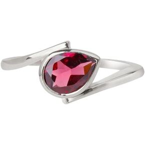 YoTreasure Rhodolite Garnet Pear Shaped Ring Solid 925 Sterling Silver Gemstone Jewelry