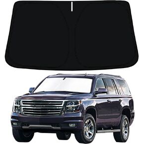 CC&TT Windshield Sun Shade for Chevy Tahoe 2021 2022 2023 Tahoe Sun Shade, Chevy Tahoe Accessories Foldable Front Window Shades Protector Blocks UV Rays, Tahoe Windshield Shade
