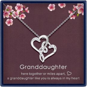 Mother Daughter Necklace Mother Daughter Gift Mom Birthday Gifts from Daughter Gifts for Mom Christmas from Daughter Silver Interlocking Heart Necklace for Women